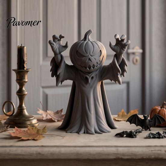 Pumpkin Devil Desk Accessory 3D Printed Man Figurine, Halloween Spooky Zombie Compact Collectible Ornament for Home Office Shelf Decor Statue