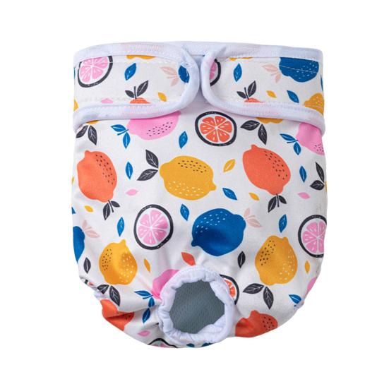 Calças sanitárias para animais de estimação, confortáveis, à prova de vazamentos, fita fixadora de alta absorção, padrão impresso, fraldas para cães