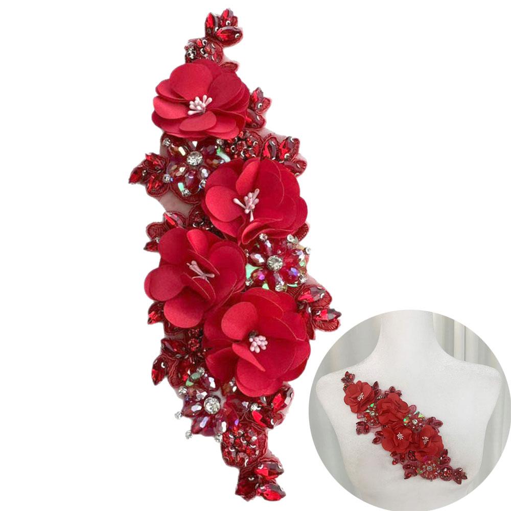 Patchs Fleurs Strassés Diamant Cristal Mode Applique Tissu Pour Robe Femme Embellissement Taille Décoration Accessoires Couture