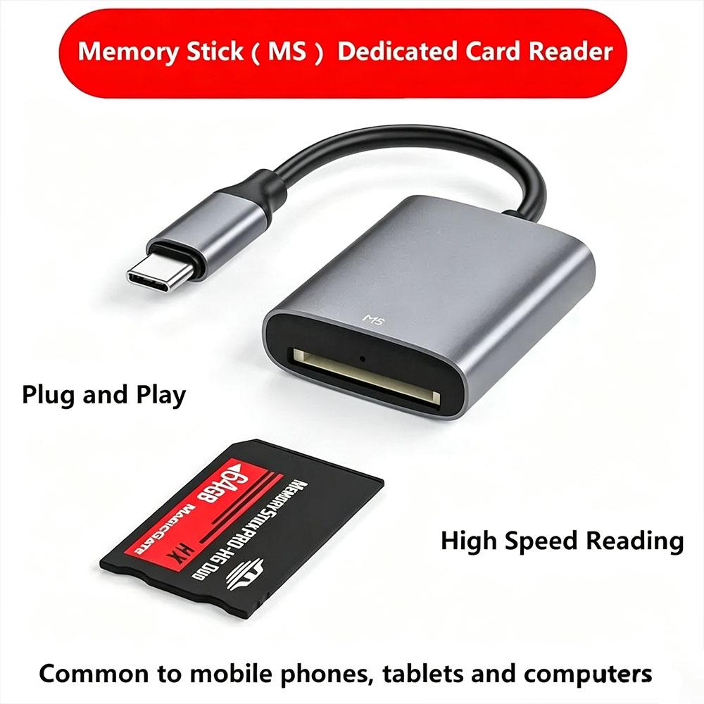 USB C MS Memory Stick Card Reader For MS PRO MS DUO, Adapter For iPhone 15 MacBook Tablet Old CCD Camera Photo Video Transfer