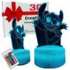 Lilo en Stitch Stitch 16 LED 3D Nachtlampje Voor Kinderen + Afstandsbediening