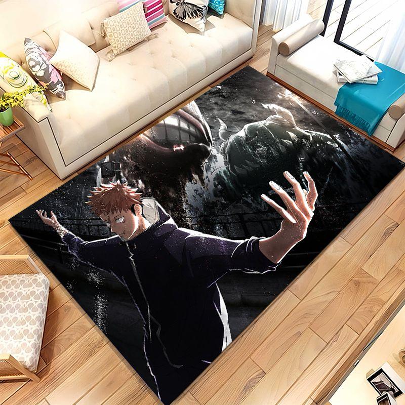 Anime Jujutsu Kaisen Cartone Animato Itadori Yuji Tappeto Area Antiscivolo per Soggiorno Tappeto Morbido per Camera da Letto Divano Bambino, Decorazione Casa Zerbino Regalo