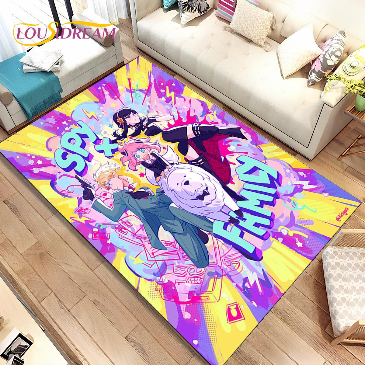 

Япония Аниме SPY×FAMILY Мультфильм Коврик Большой, Коврик для гостиной Спальня Диван Коврик Украшение, детский нескользящий напольный коврик 120x160cm(47x62in)