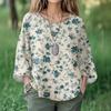Summer Tops For Women Cute O Neck 3/4 Sleeve Blouses Floral Print Top Casual Shirts