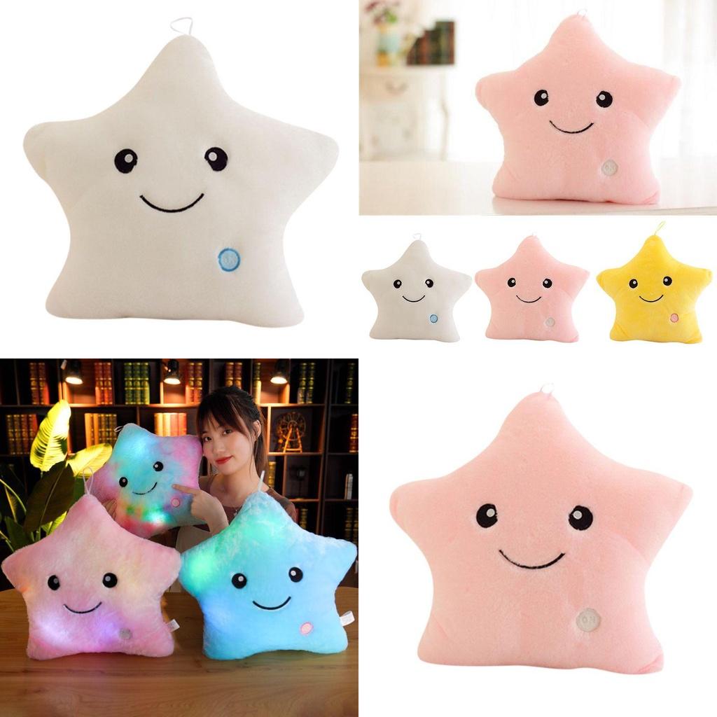 Soft And Fluffy Luminous Glowing Led Colorful Stars Cushion Plush Pillow Gift