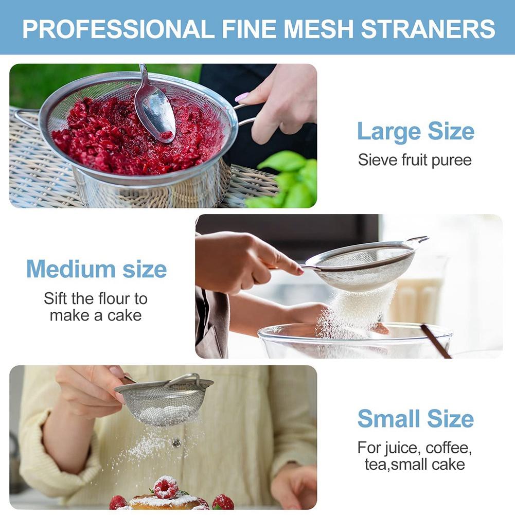 2025+ Sieve Tea Strainers, Sieves and Strainers, Kitchen Sieve, Fine Mesh Strainer, Flour Sieves for Cooking Baking