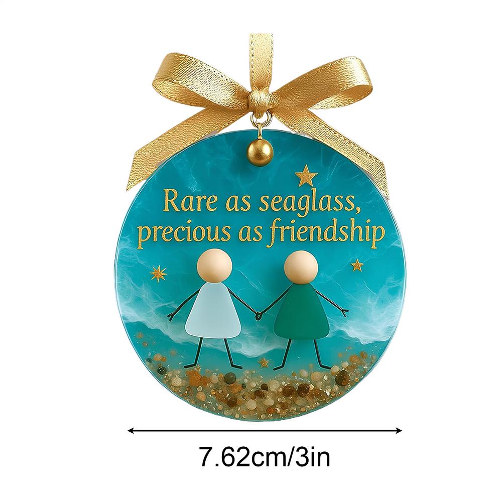 Christmas Friendship Ornaments Sea Glass Pendant Decorative Holiday Friend Art Ornaments for Sister Partners College Book Club