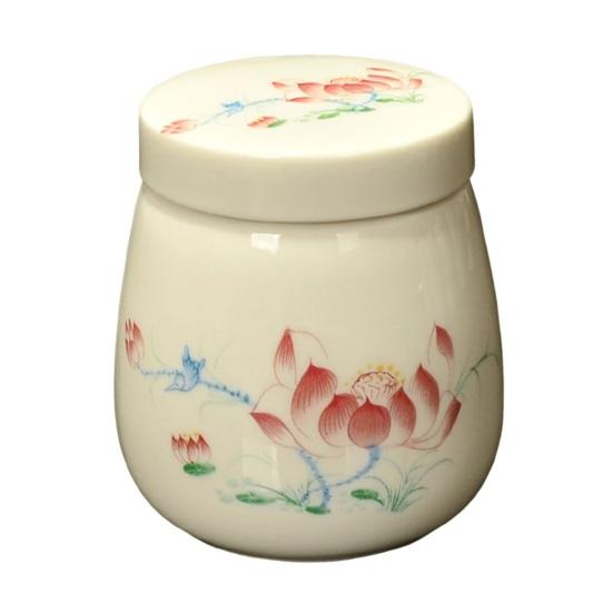 Yousheng Ceramic Tea Caddy with Lid Portable Storage Jar for Loose Leaf Tea Honey Spices Even Cooking Egg Cup Airtight Container for Kitchen