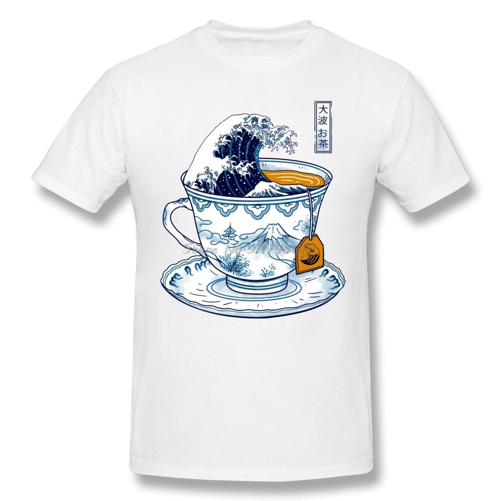 The Great Kanagawa Tea Japan Tshirt Men Oversize Oneck Cotton Short Sleeve Men Shirt Tees Harajuku Streetwear