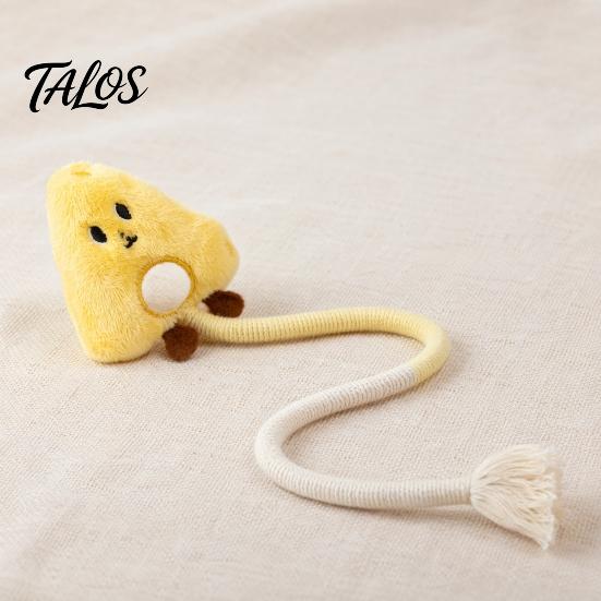 Talos Cotton Rope Cat Toy, Silent Plush Cloud Carrot Cheese Chew Stuffed Crocodile Toy for Indoor Cats Teething Relief, Interactive Play
