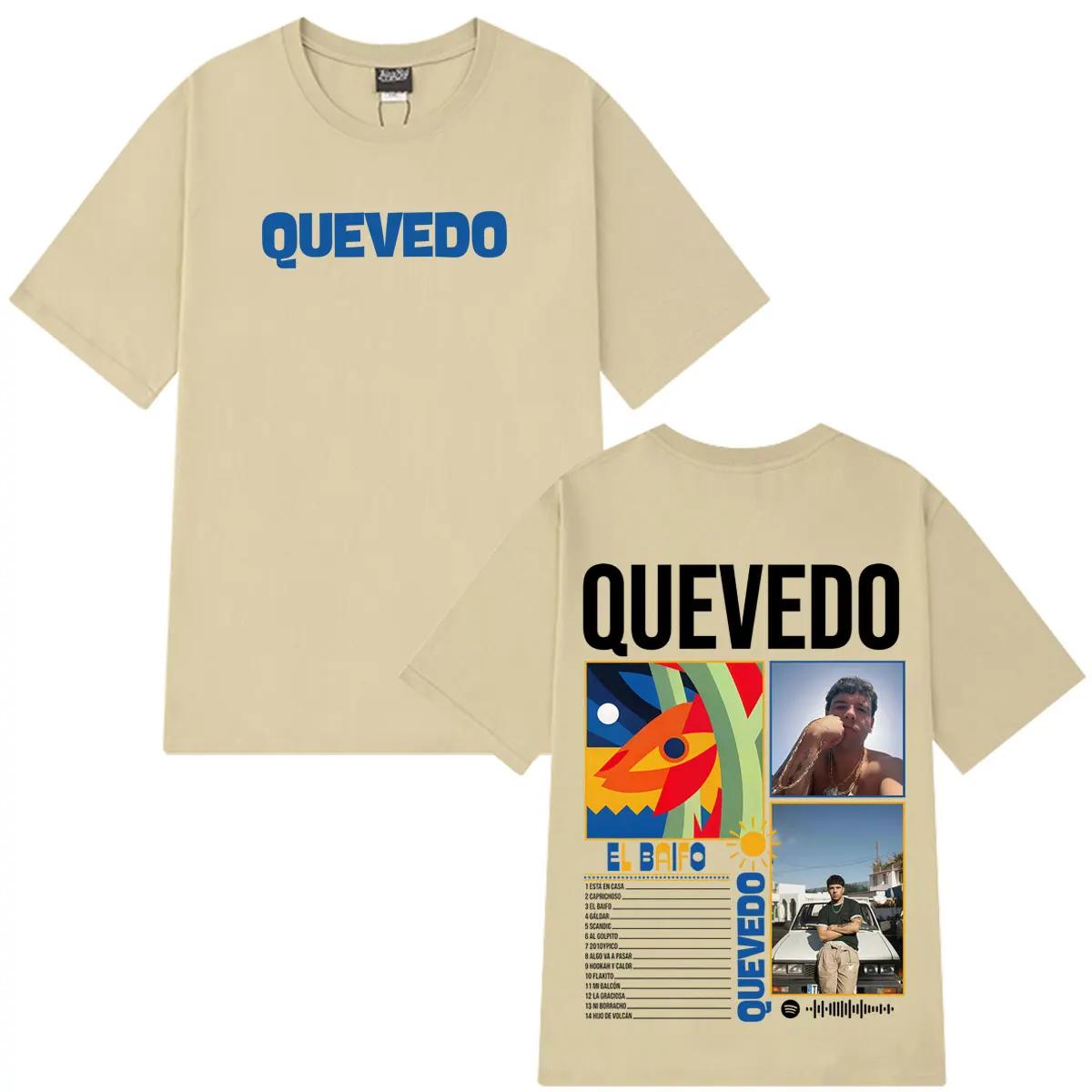 

QUEVEDO EL BAIFO Album 2026 Tour Print T Shirt Men Women Fashion T-shirt Summer Cotton Casual Loose Oversized Hip-hop T-shirts XXXL червоний