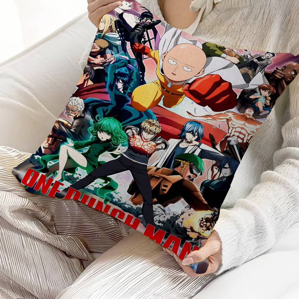 

OOnePunch Man SSaitama Pillow Covers Cartoon Sofa Decorative Home Doublesided Printing Short Plush Cute Cushion Cover 30X30cm
