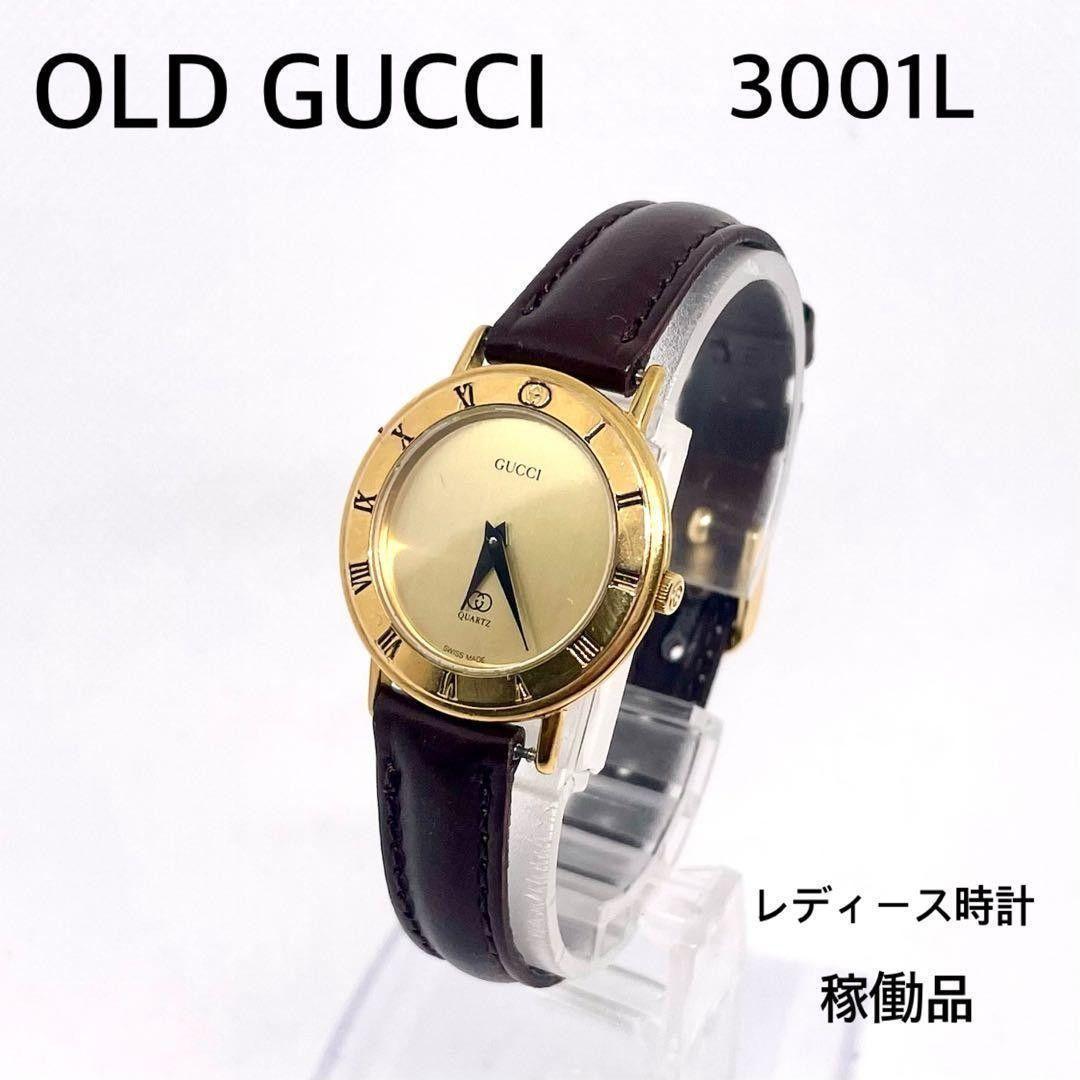 Used OLD GUCCI 3001L Gucci ladies watch quartz working item gold dial