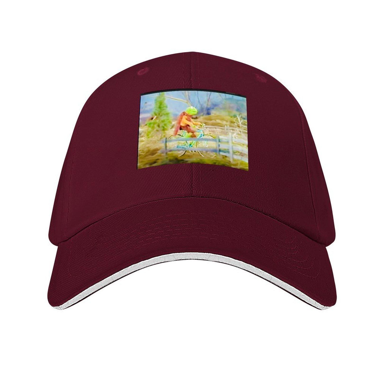 Kermit riding his bicycle on Emmet Otters Jug Band Christmas Baseball Cap tea Hat Hat men Womens 2025 Mens