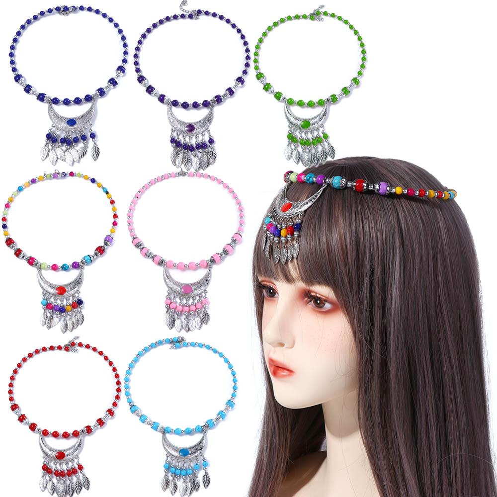 National Style Fringed Chain Headband Eyebrow Pendant Fashion Jewelry Women Necklace Forehead Chain