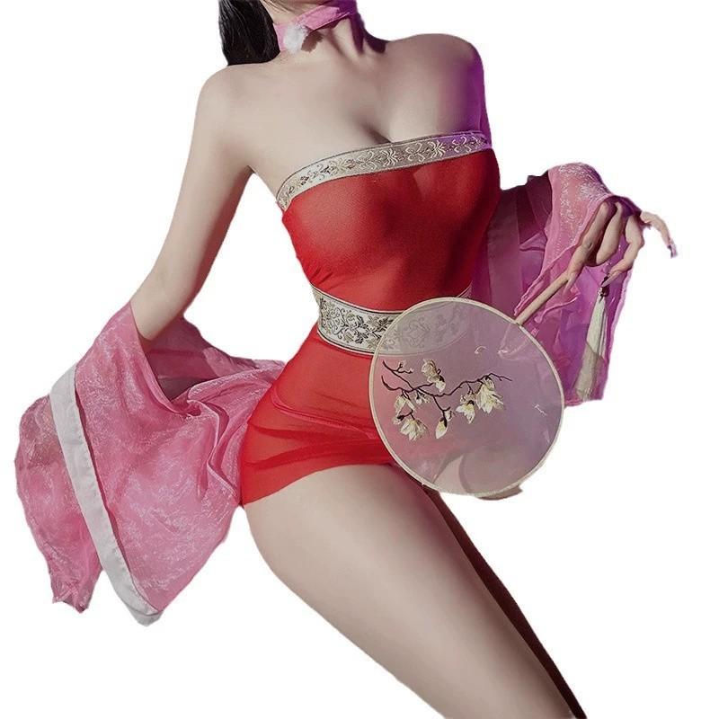 Sexy Underwear Sexy Antique Hanfu Tube Top Fox Da Ji Bag Hip Skirt Uniform Pure Desire Pajamas Suit Elegant Nightclub Girl