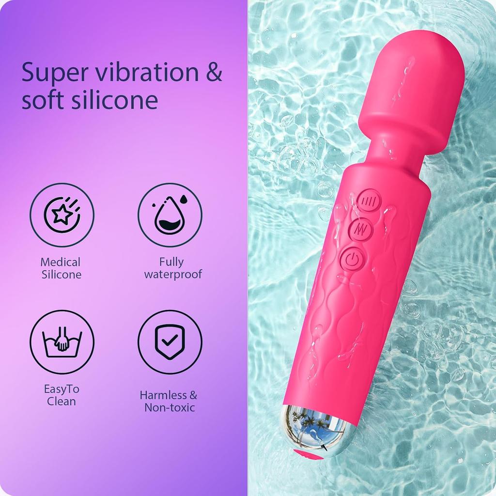Vibrator Wand,Adult Sex toy Wand, G Spot Dildo, Clit Vibrator, Sex Vibrators,Clitoris Stimulation,with 8 Speeds & 20 Patterns, Quiet,Fully Waterproof