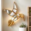 Golden Hummingbird Wall Mirrors Room Decoration Handcrafted Resin Bird Sculpture with Mirror Wings Gallery Handicraft Home Decor
