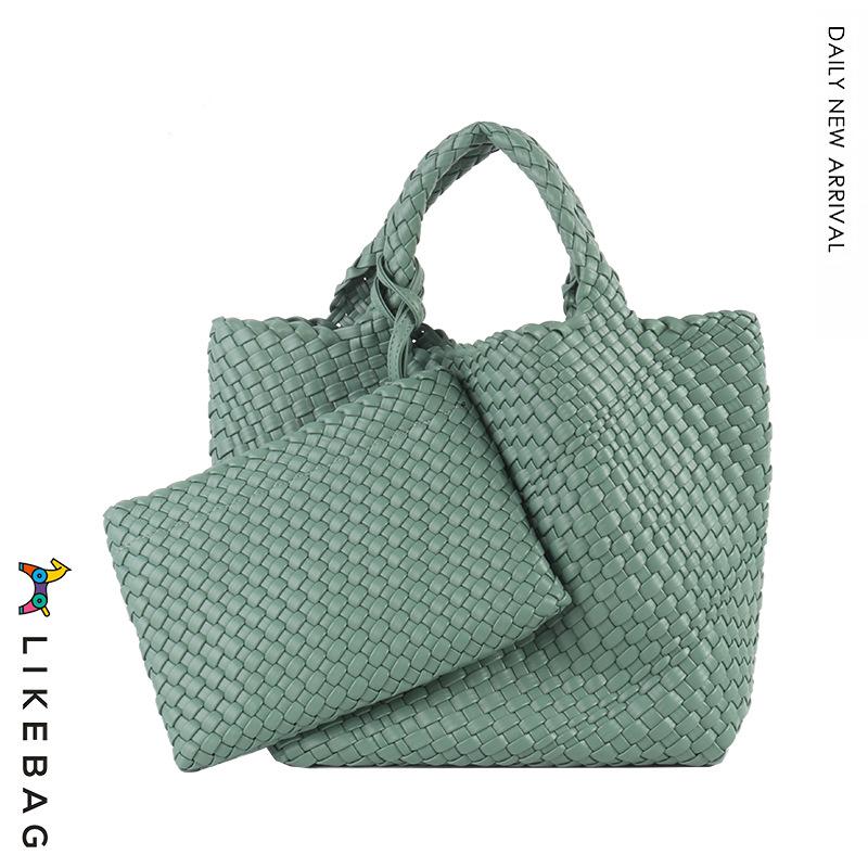 New 2022 Large Capacity PU Woven Tote Bag - Trendy Cross-Border Business & Casual Mother-Child Handbag