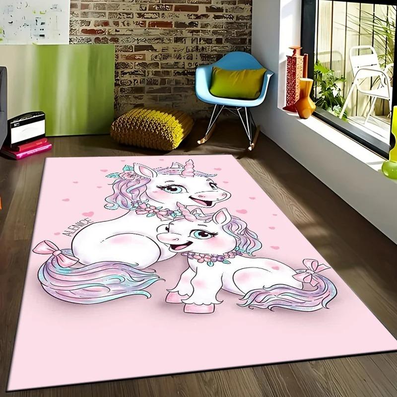 Unicorn Rainbow Carpet Mat Rug Stars Hearts Cartoon Fairy Tale Girls Bedroom Home Decoration Floor Mat Bedroom Decor Home Mat