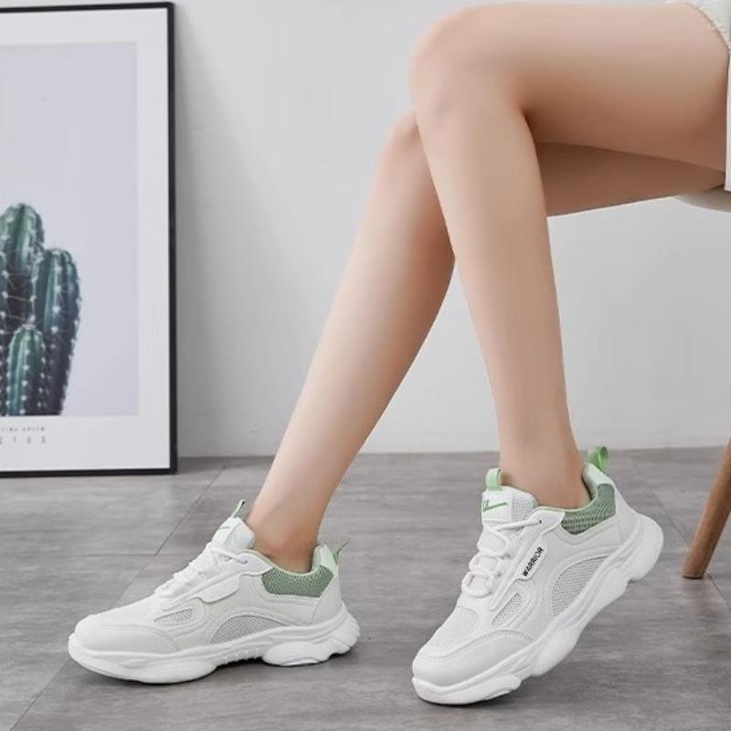 Matcha green breathable mesh shoes simple platform comfortable white shoes summer new small fresh dad shoes