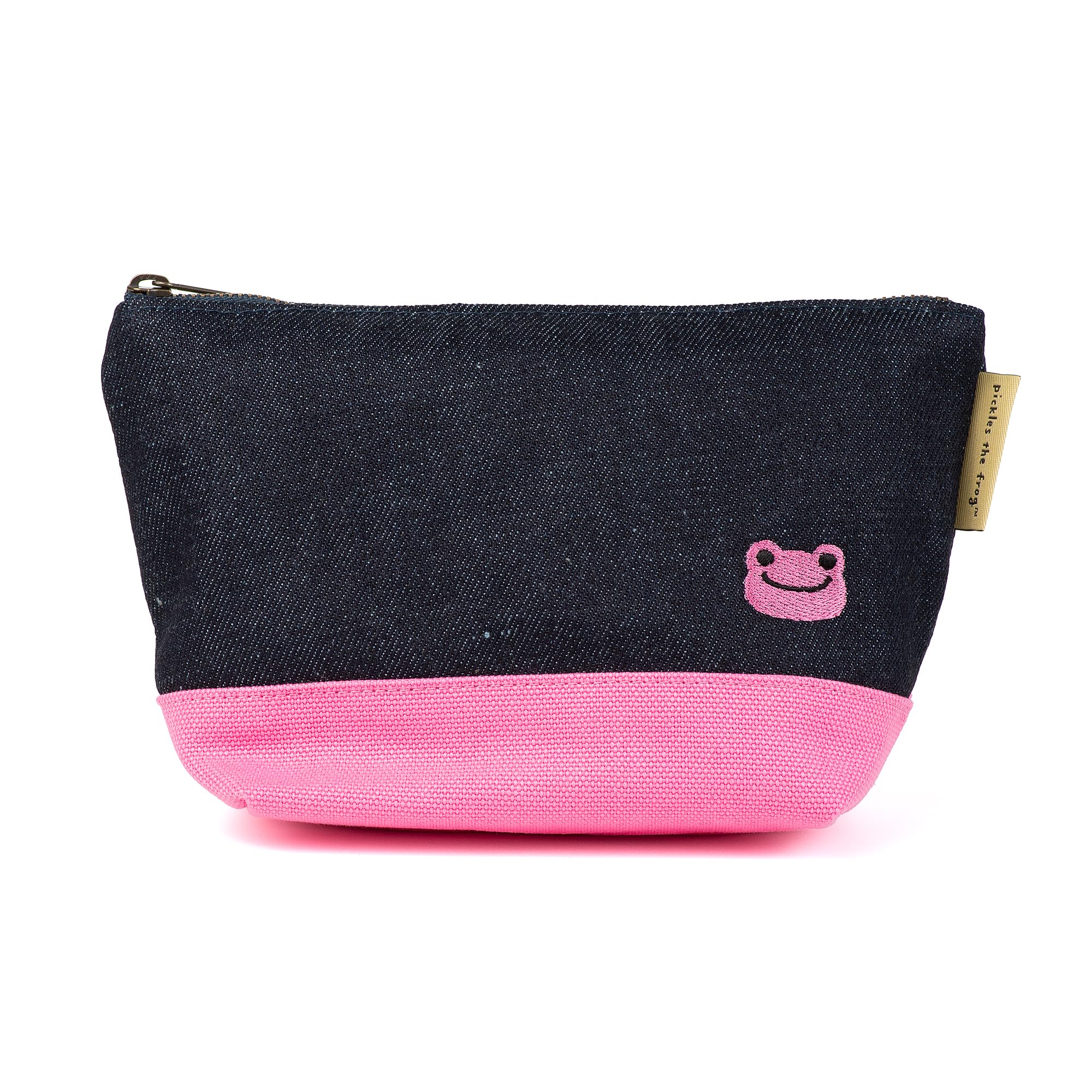 Кран Кобo Лягушка-Мариновальщик Деним Окаяма Двухцветная Сумка-Кошелек с Боковыми Вставками (розовый)