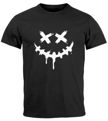 Herren 100% Baumwolle T-Shirt Herren Tees Oberteil Bedruckt Techwear Mode Street Style Lachendes Gesicht Lächeln Trend-