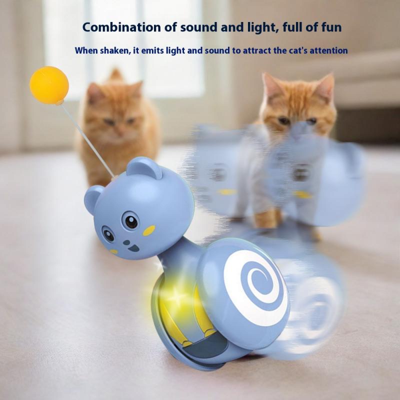 Tumbler Cat Toy Interactive Feather Ball Chew Bite Kitten Toy Funny Toy Rotating Ball Teaser Balance Feather Wand Cat Toys