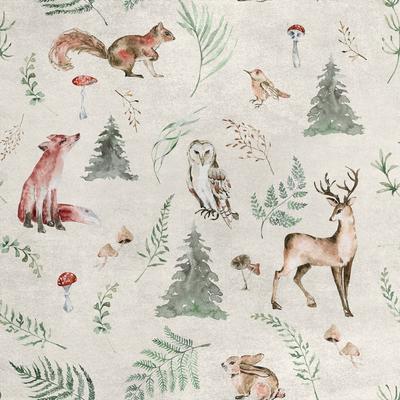 Royal Velvet Fabric Polyester For Sewing - Motif Animals From The Forest