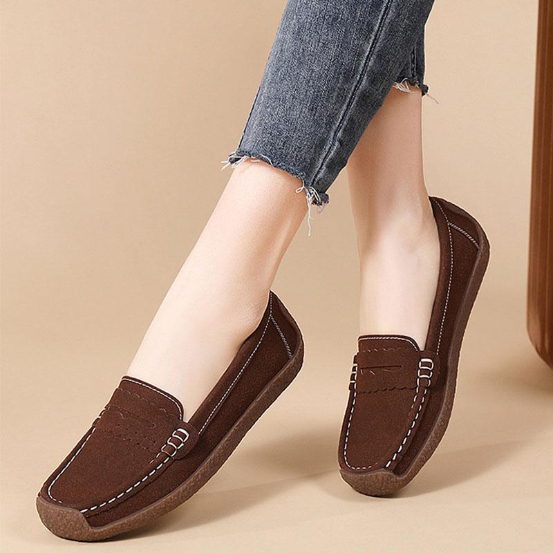 New Suede Leather Shoes Woman Slip On Women Flats Moccasins Women's Loafers Spring Autumn Mother Shoes