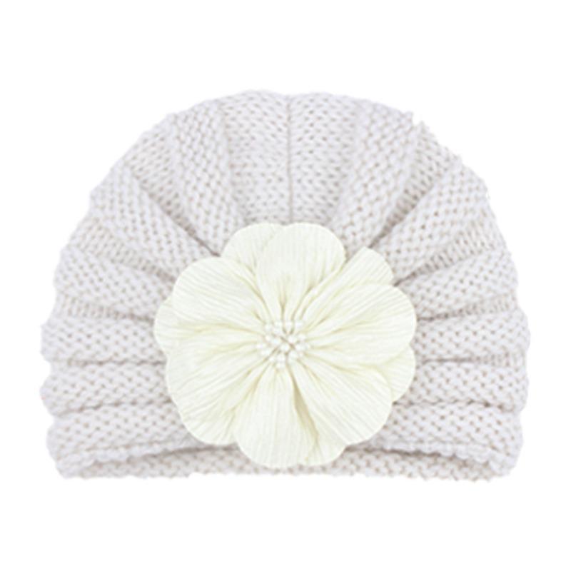 New Children's Autumn and Winter Warm Knitted Hat, Baby Fashion Match Flower Pullover Hat