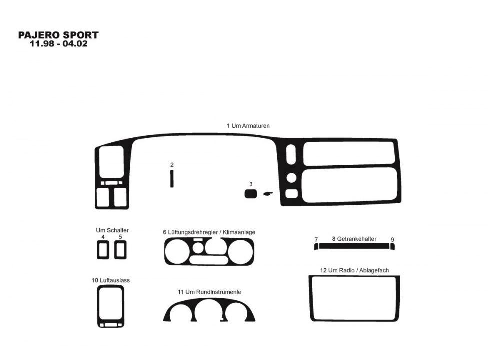 

Накладки на панель (1996-2002) Дерево для Mitsubishi Pajero Sport