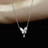 Korean Butterfly Water Drop Necklace for Women - Summer Clavicle Chain with Light Luxury Style
