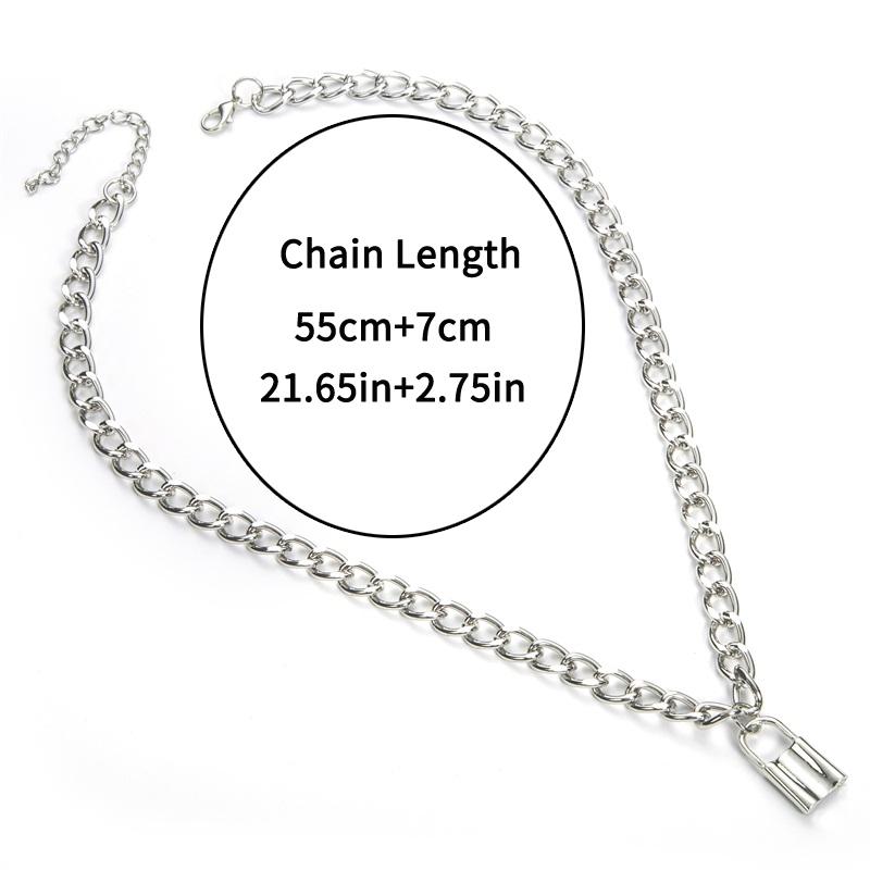 Punk Chain With Lock Necklace For Women Men Padlock Pendant Gothic Grunge Aesthetic Egirl Alternative Fashion Jewelry