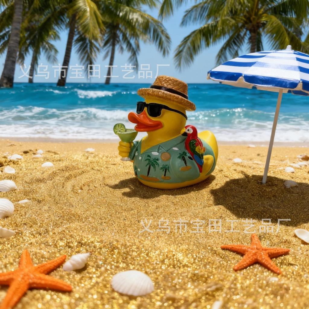 Summer Beach Duck Ornament Home Garden Ornament Resin Crafts Beach Duck