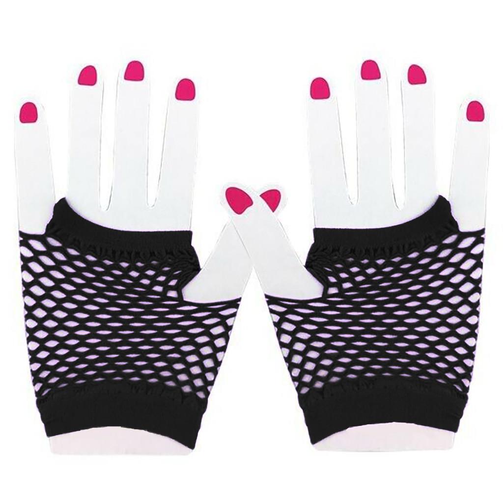 Fishnet Short Fingerless Gloves Mesh Design Punk Style Party Dance Accessories Stretchy Fit for Adults and Teens