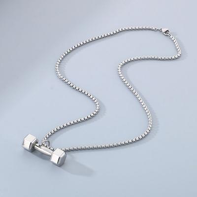 Titanium Steel Dumbbell Necklace Mini Hexagonal Fitness Series Pendants Creative Smooth Dumbbell Sports Necklace