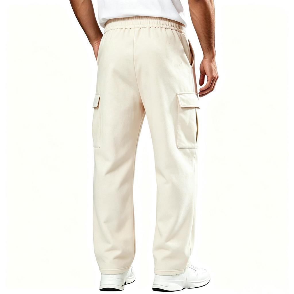 Men's Casual Loose Fit Wide Straight Leg Multi-Pocket Long Pants for Everyday Wear