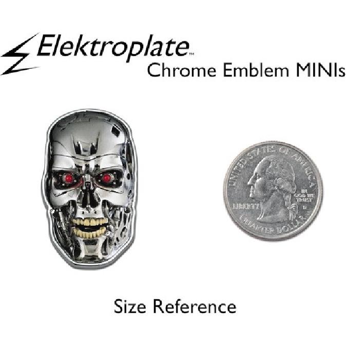 2 Mini Terminator Film Chrom-Embleme für Motorräder, Emblem Minis