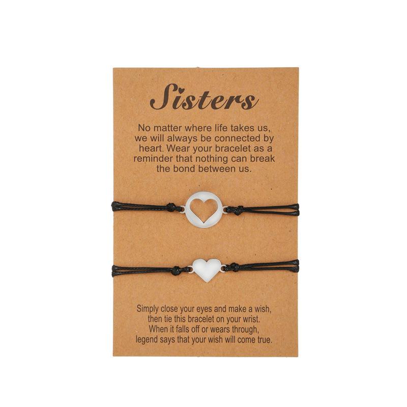 Adjustable Handmade Titanium Steel Heart Bracelets for Couples
