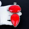 Pendentif Corail Rouge, Bijou Fait Main en Argent Sterling 925, Pendentif Argent Corail Rouge, Bijou de Soirée Pour Femmes, Cadeau Pendentif Saint-Valentin