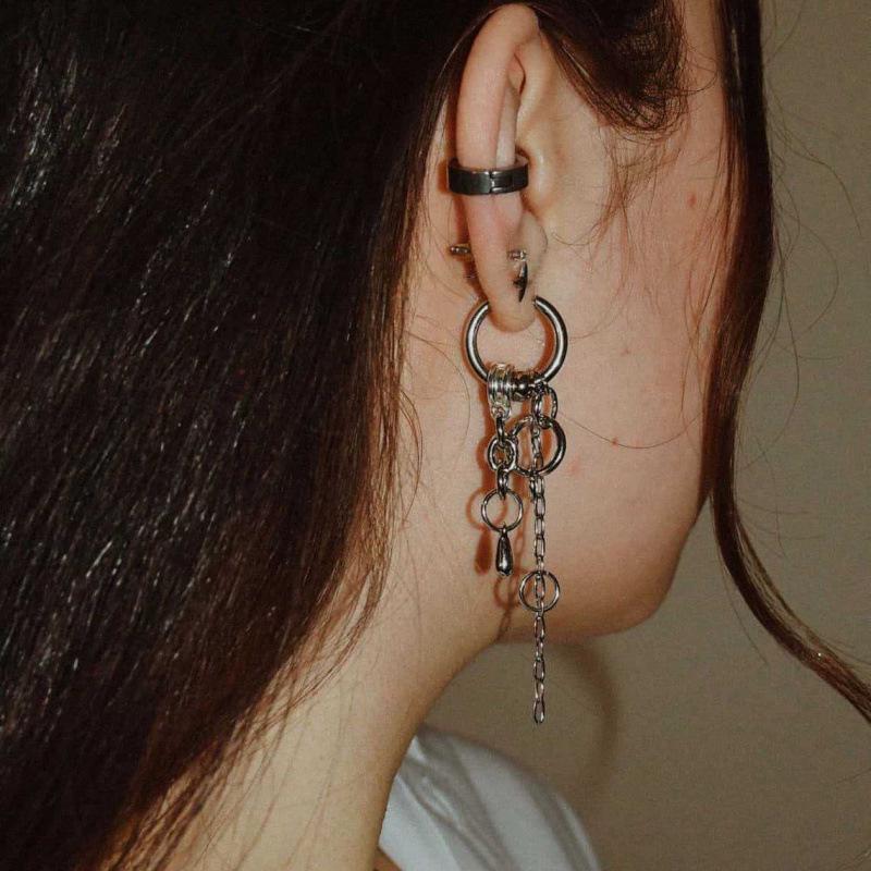 Harajuku Stainless Steel Punk Gothic Chain Tassel Earrings