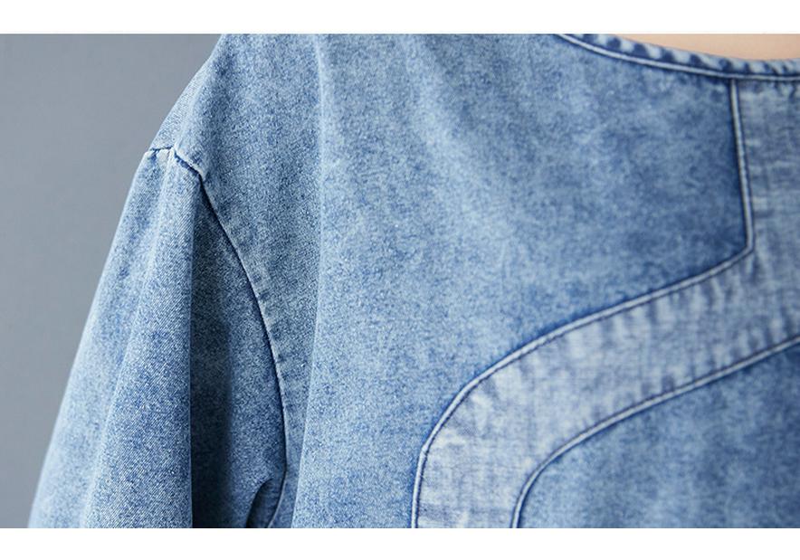 Women's Retro Denim Patchwork Dress - Elegant, Comfortable, Loose Fit for Spring/Autumn
