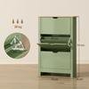 Slim Shoe Cabinet, Narrow Shoe Cupboard with 3 Flip Drawers, Adjustable Shelves for 18 Pairs of Shoes, High Gloss Green