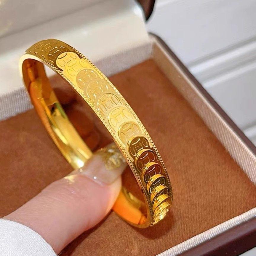 Elegante Bracciale con Monete d'Oro: Regalo Lucido, Solido, Inalterabile, Versatile per la Fidanzata