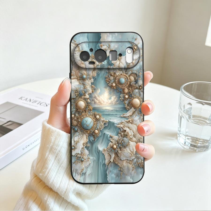 Aqua Gold Agate Case for Google Pixel 11 pro 11ProXL 9a 8a 6a 7a 10a 6 7 8 Pro 10 9 Pro XL Funda Phone Cover