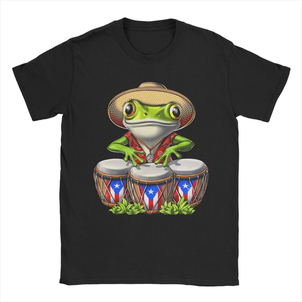 Coqui Frog Puerto Rico Flag Puerto Rican TShirt for Men Round Neck Cotton T Shirt  Short Sleeve Tee Shirt Big Size Clothing