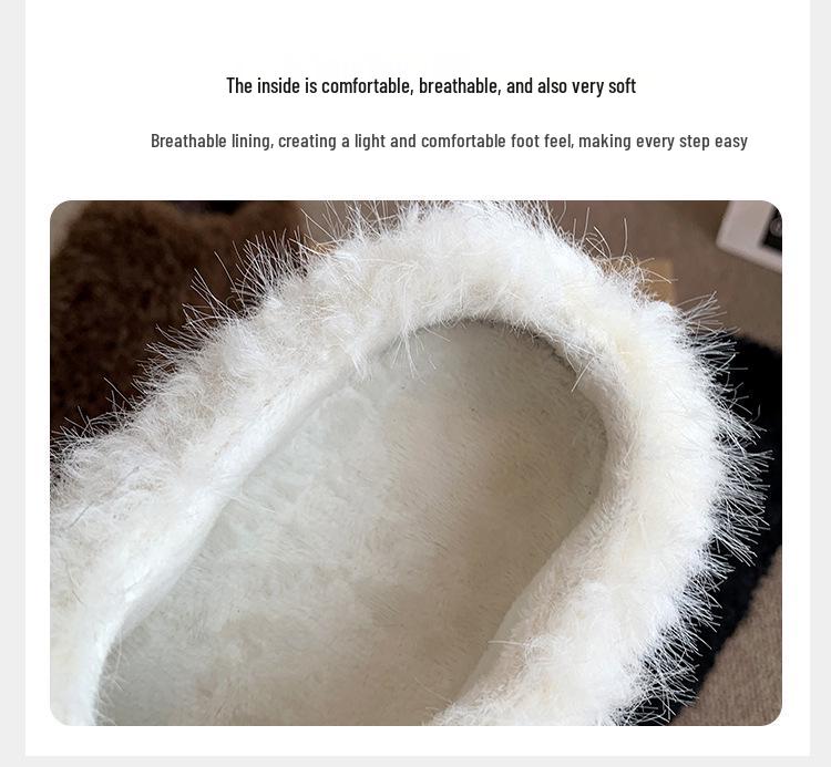 Women's Fuzzy Thick-Soled Closed-Toe Slippers - Warm, Fashionable, and Cute for Indoor/Outdoor Wear
