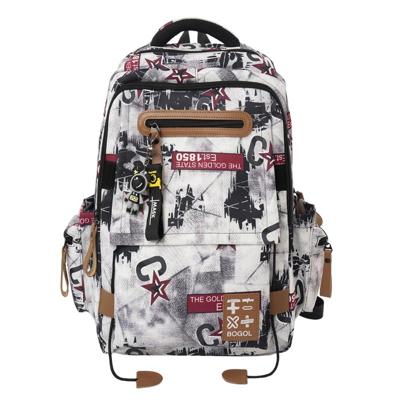 

Студенческий школьный рюкзак Нейлоновый рюкзак Большой вместимости Рюкзак с граффити красный