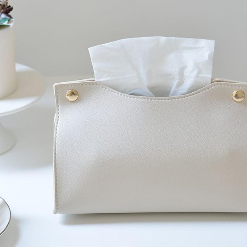 Tissue Box Holder Home Living Room Coffee Table Desktop Simple Napkin Box Kitchen Storage Paper Box Pu Leather Organizers